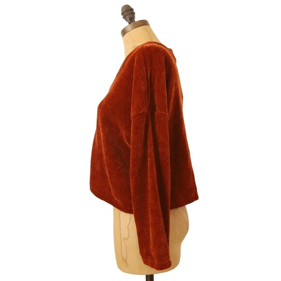Good Luck Girl Velvety One Button Top Size XL Juniors Rust Orange 3/4 Sleeve B9 - Picture 4 of 5